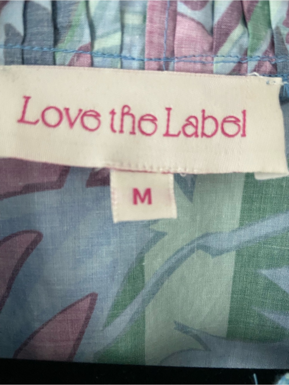 Love the Label Tropical Print Ruffle Blouse Top Boho Puff Sleeve Size M - Picture 4 of 13